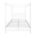 Cadre de lit baldaquin en métal avec tête et pied de lit de style européen orné, acier robuste, convient à votre matelas, montage facile.