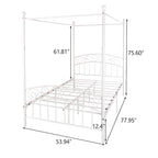 Cadre de lit baldaquin en métal avec tête et pied de lit de style européen orné, acier robuste, convient à votre matelas, montage facile.