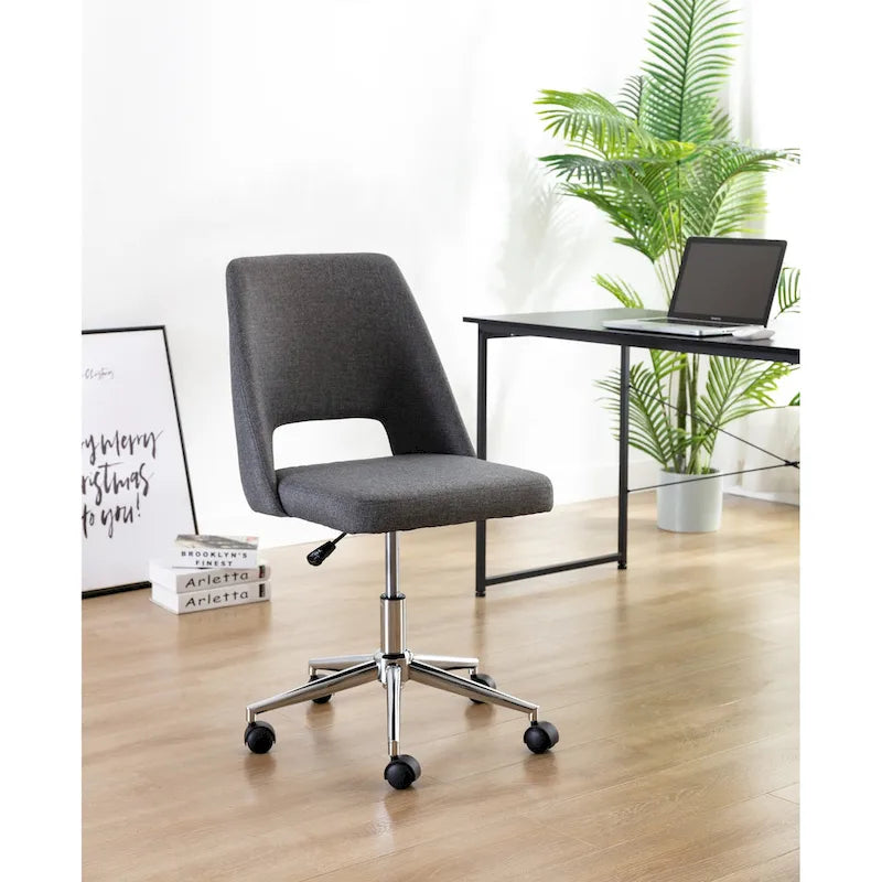   Kimora Office Chair, Linen Upholstery, Roller Wheels