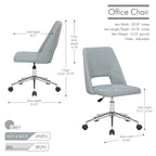 Chaise de bureau Kimora, revêtement en lin, roulettes