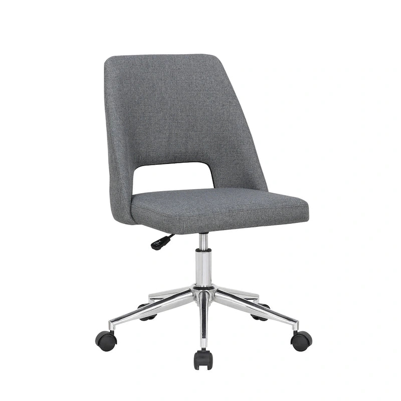 Chaise de bureau Kimora, revêtement en lin, roulettes