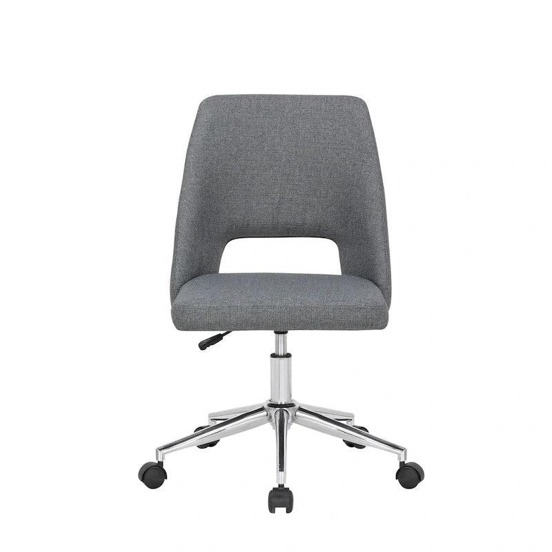Chaise de bureau Kimora, revêtement en lin, roulettes