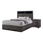 Ensemble de chambre à coucher 2 pièces Rothwell Contemporary gris et bois avec étagères par