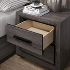 Ensemble de chambre à coucher 2 pièces Rothwell Contemporary gris et bois avec étagères par