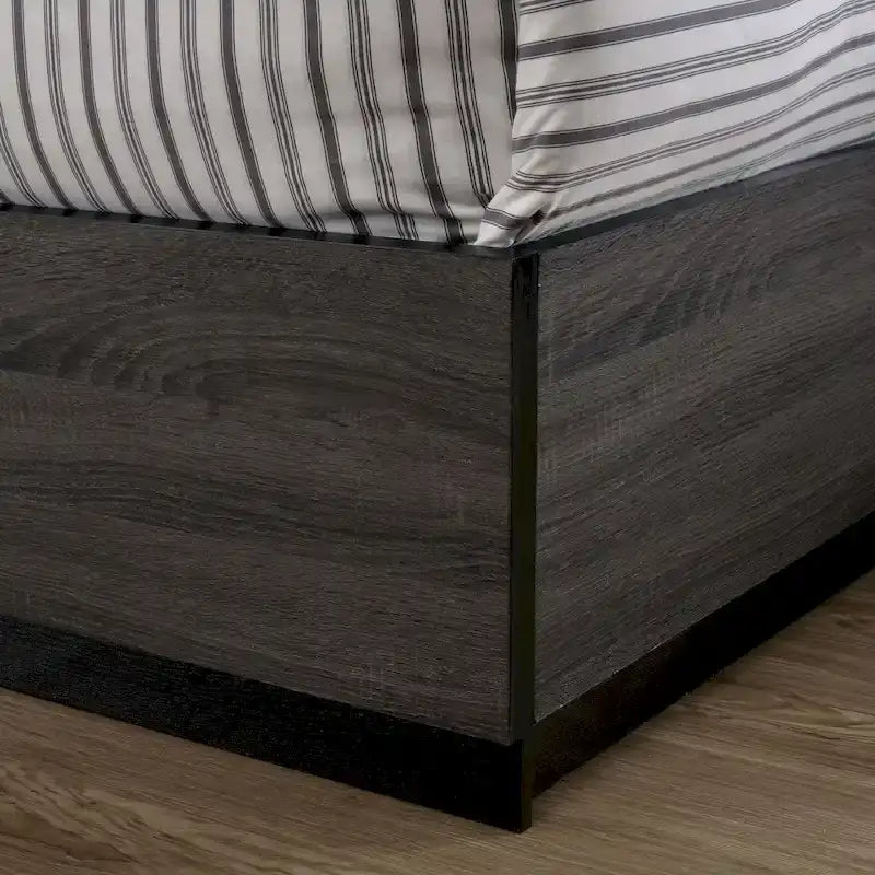 Ensemble de chambre à coucher 2 pièces Rothwell Contemporary gris et bois avec étagères par