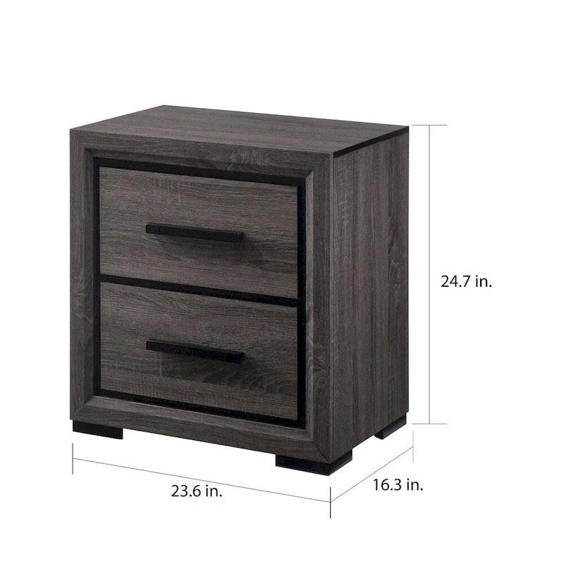 Ensemble de chambre à coucher 2 pièces Rothwell Contemporary gris et bois avec étagères par
