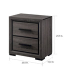Ensemble de chambre à coucher 2 pièces Rothwell Contemporary gris et bois avec étagères par