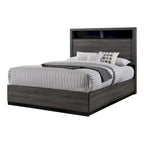 Ensemble de chambre à coucher 2 pièces Rothwell Contemporary gris et bois avec étagères par