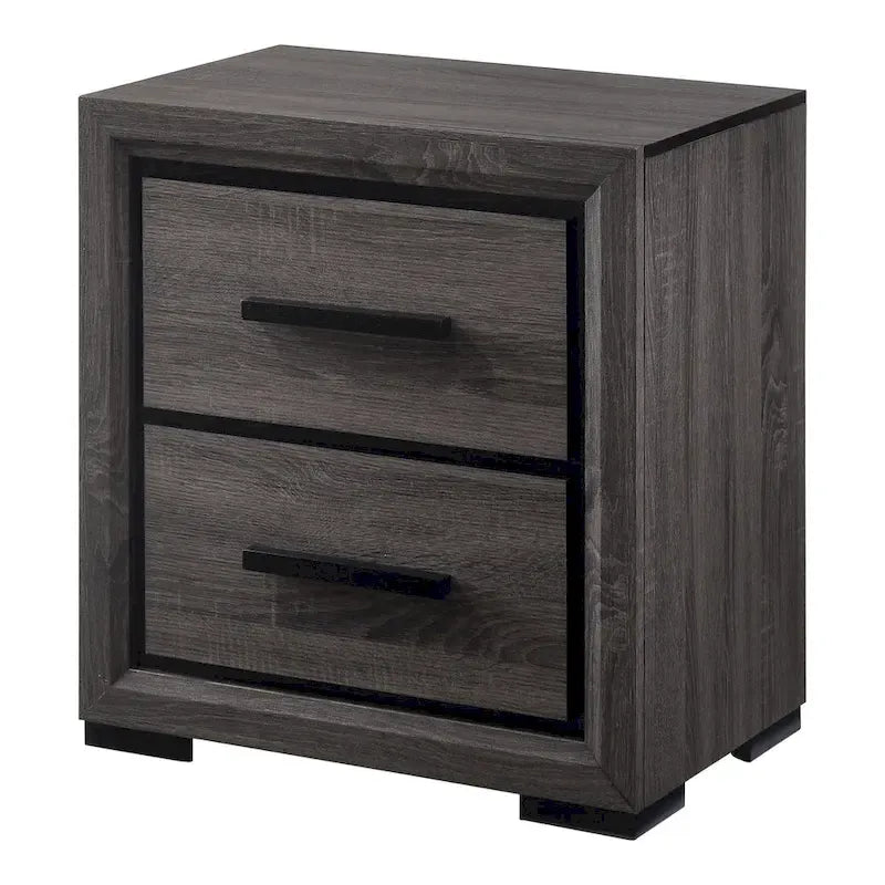 Ensemble de chambre à coucher 2 pièces Rothwell Contemporary gris et bois avec étagères par