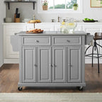 Chariot de cuisine/îlot à plateau en acier inoxydable gris vintage – 51,5 L x 18 P x 34 H
