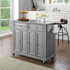 Chariot de cuisine/îlot à plateau en acier inoxydable gris vintage – 51,5 L x 18 P x 34 H