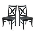 Chaises de salle à manger à dossier en X en bois massif, deux chaises par ensemble.