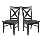 Chaises de salle à manger à dossier en X en bois massif, deux chaises par ensemble.