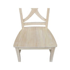 Chaises de salle à manger à dossier en X en bois massif, deux chaises par ensemble.