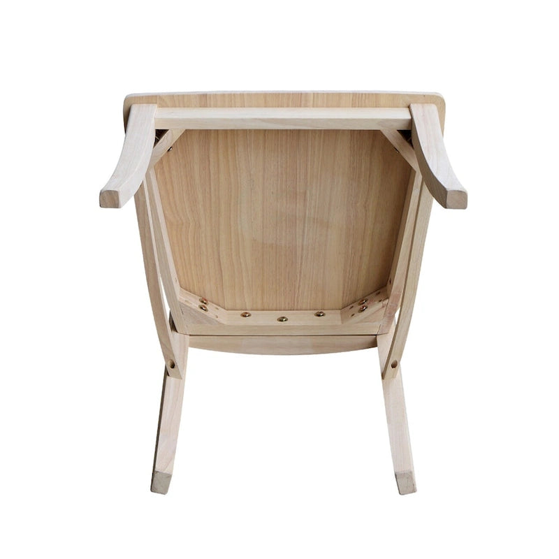 Chaises de salle à manger à dossier en X en bois massif, deux chaises par ensemble.
