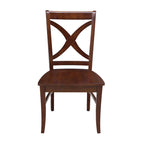 Chaises de salle à manger à dossier en X en bois massif, deux chaises par ensemble.