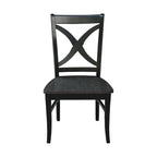 Chaises de salle à manger à dossier en X en bois massif, deux chaises par ensemble.