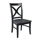 Chaises de salle à manger à dossier en X en bois massif, deux chaises par ensemble.