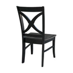 Chaises de salle à manger à dossier en X en bois massif, deux chaises par ensemble.