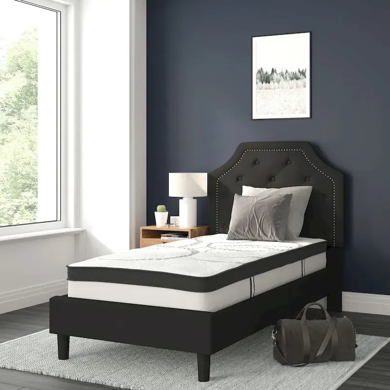 Lit plateforme capitonné avec matelas à ressorts ensachés de 25 cm