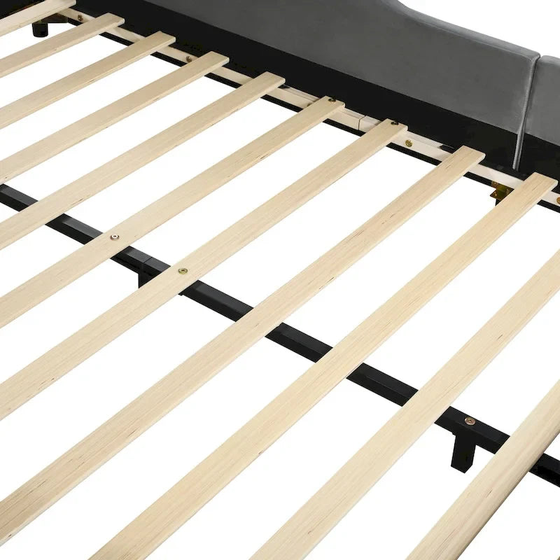 Lit capitonné pleine grandeur avec sommier intégré