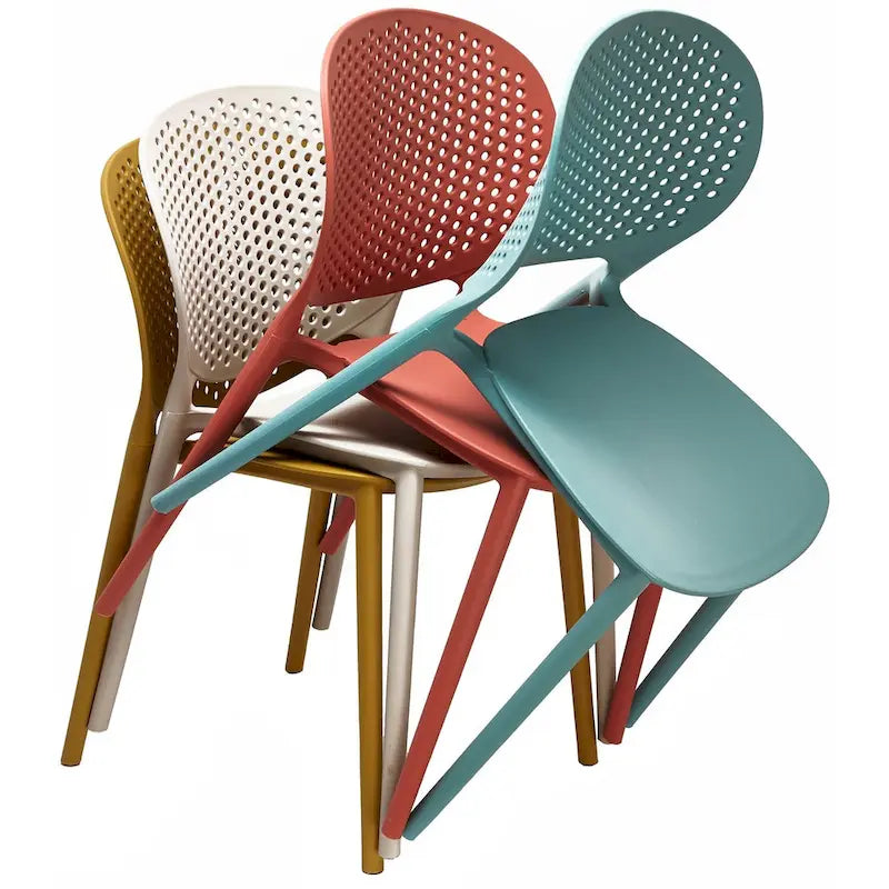 Chaises d'appoint de salle à manger sans accoudoirs empilables, moulées, mates, pour patio, intérieur, extérieur, cuisine, chambre à coucher, lot de 2