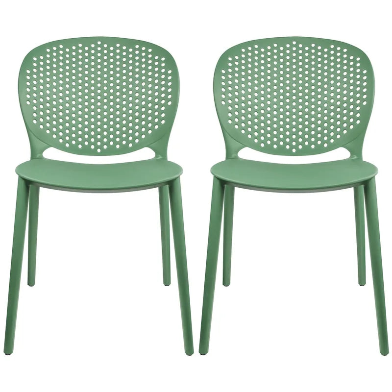 Chaises d'appoint de salle à manger sans accoudoirs empilables, moulées, mates, pour patio, intérieur, extérieur, cuisine, chambre à coucher, lot de 2