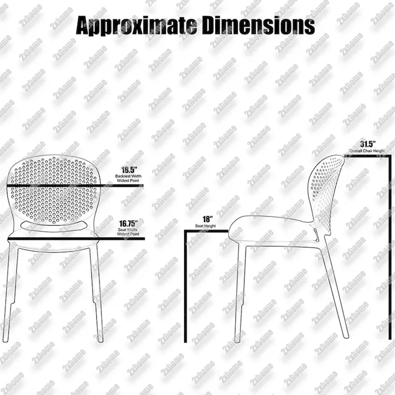 Chaises d'appoint de salle à manger sans accoudoirs empilables, moulées, mates, pour patio, intérieur, extérieur, cuisine, chambre à coucher, lot de 2