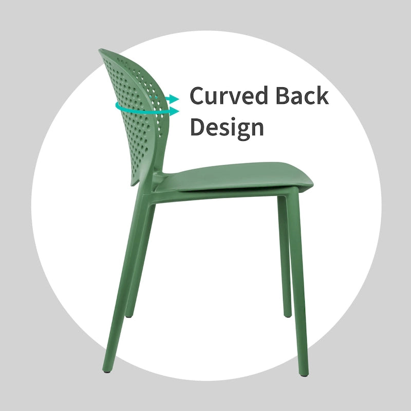 Chaises d'appoint de salle à manger sans accoudoirs empilables, moulées, mates, pour patio, intérieur, extérieur, cuisine, chambre à coucher, lot de 2