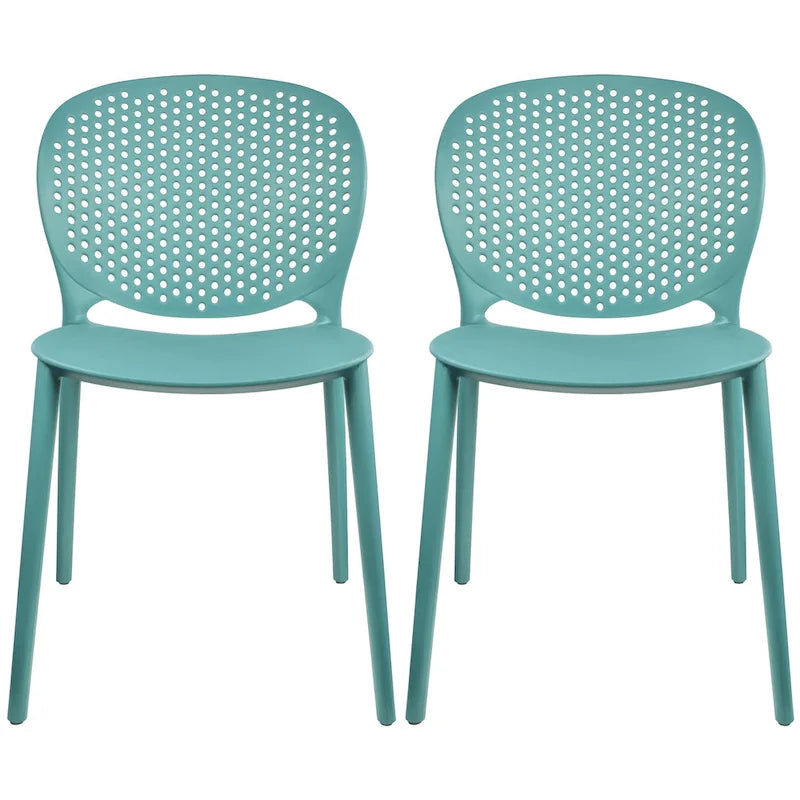 Chaises d'appoint de salle à manger sans accoudoirs empilables, moulées, mates, pour patio, intérieur, extérieur, cuisine, chambre à coucher, lot de 2
