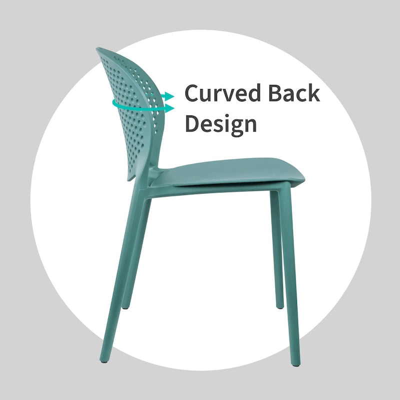 Chaises d'appoint de salle à manger sans accoudoirs empilables, moulées, mates, pour patio, intérieur, extérieur, cuisine, chambre à coucher, lot de 2