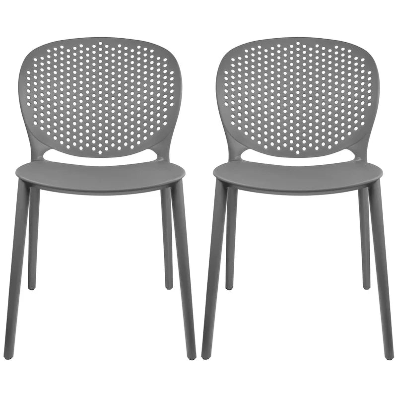 Chaises d'appoint de salle à manger sans accoudoirs empilables, moulées, mates, pour patio, intérieur, extérieur, cuisine, chambre à coucher, lot de 2