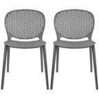 Chaises d'appoint de salle à manger sans accoudoirs empilables, moulées, mates, pour patio, intérieur, extérieur, cuisine, chambre à coucher, lot de 2