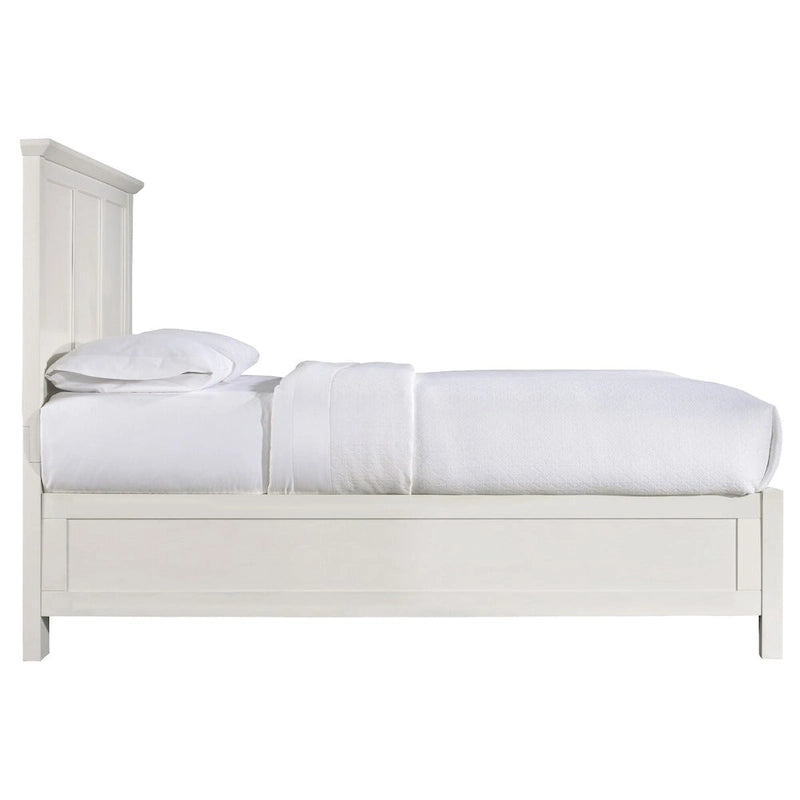 Lit Queen bas en Acajou Massif Neo, Dessus à Bord Biseauté, Blanc