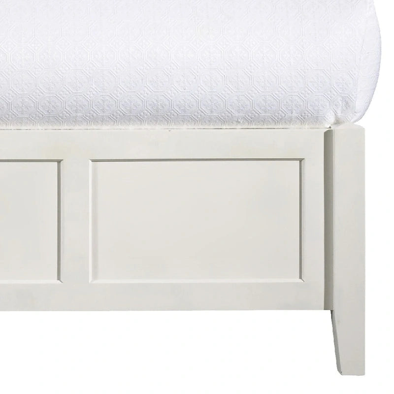 Lit Queen bas en Acajou Massif Neo, Dessus à Bord Biseauté, Blanc