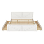 Lit Plateforme en Bois avec Quatre Tiroirs de Rangement et Pieds de Support