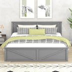 Lit Plateforme en Bois avec Quatre Tiroirs de Rangement et Pieds de Support