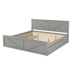 Lit Plateforme en Bois avec Quatre Tiroirs de Rangement et Pieds de Support
