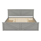 Lit Plateforme en Bois avec Quatre Tiroirs de Rangement et Pieds de Support