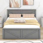 Lit Plateforme en Bois avec Quatre Tiroirs de Rangement et Pieds de Support