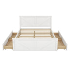 Lit Plateforme en Bois avec Quatre Tiroirs de Rangement et Pieds de Support