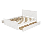Lit Plateforme en Bois avec Quatre Tiroirs de Rangement et Pieds de Support