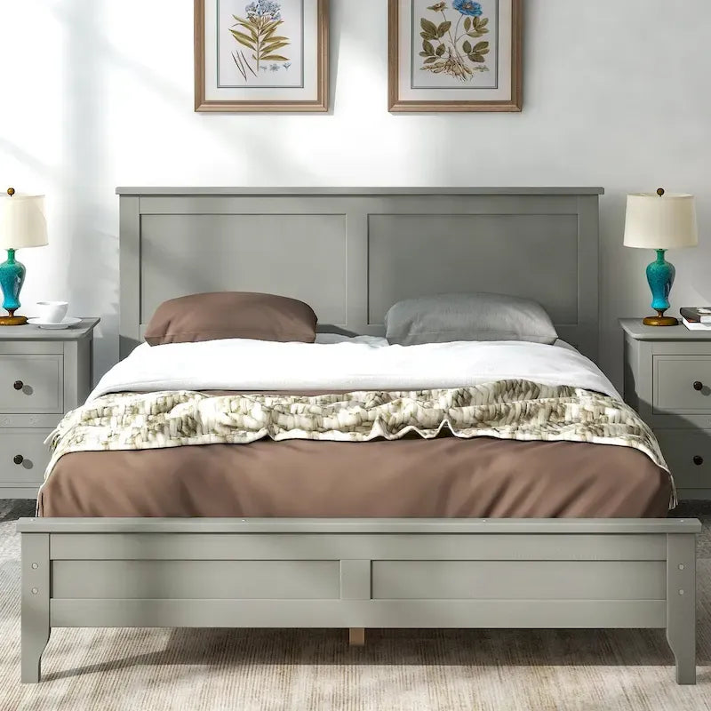 Lit plateforme complet moderne en bois pour chambre à coucher