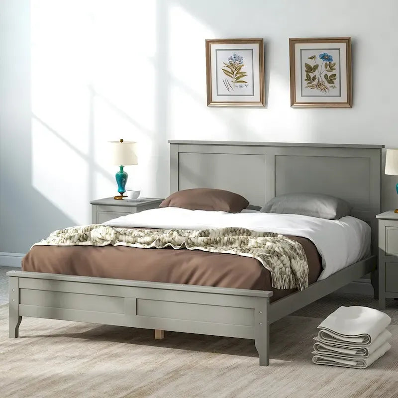 Lit plateforme complet moderne en bois pour chambre à coucher