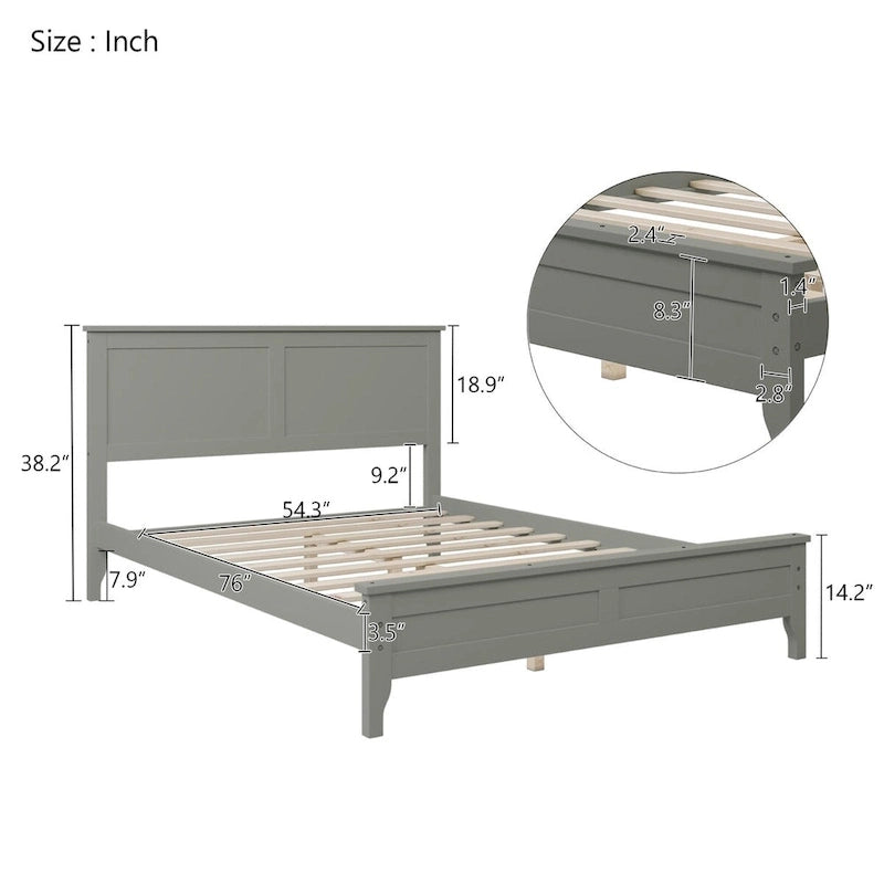 Lit plateforme complet moderne en bois pour chambre à coucher
