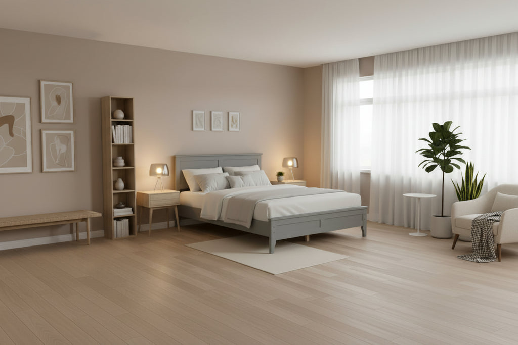 Lit plateforme complet moderne en bois pour chambre à coucher