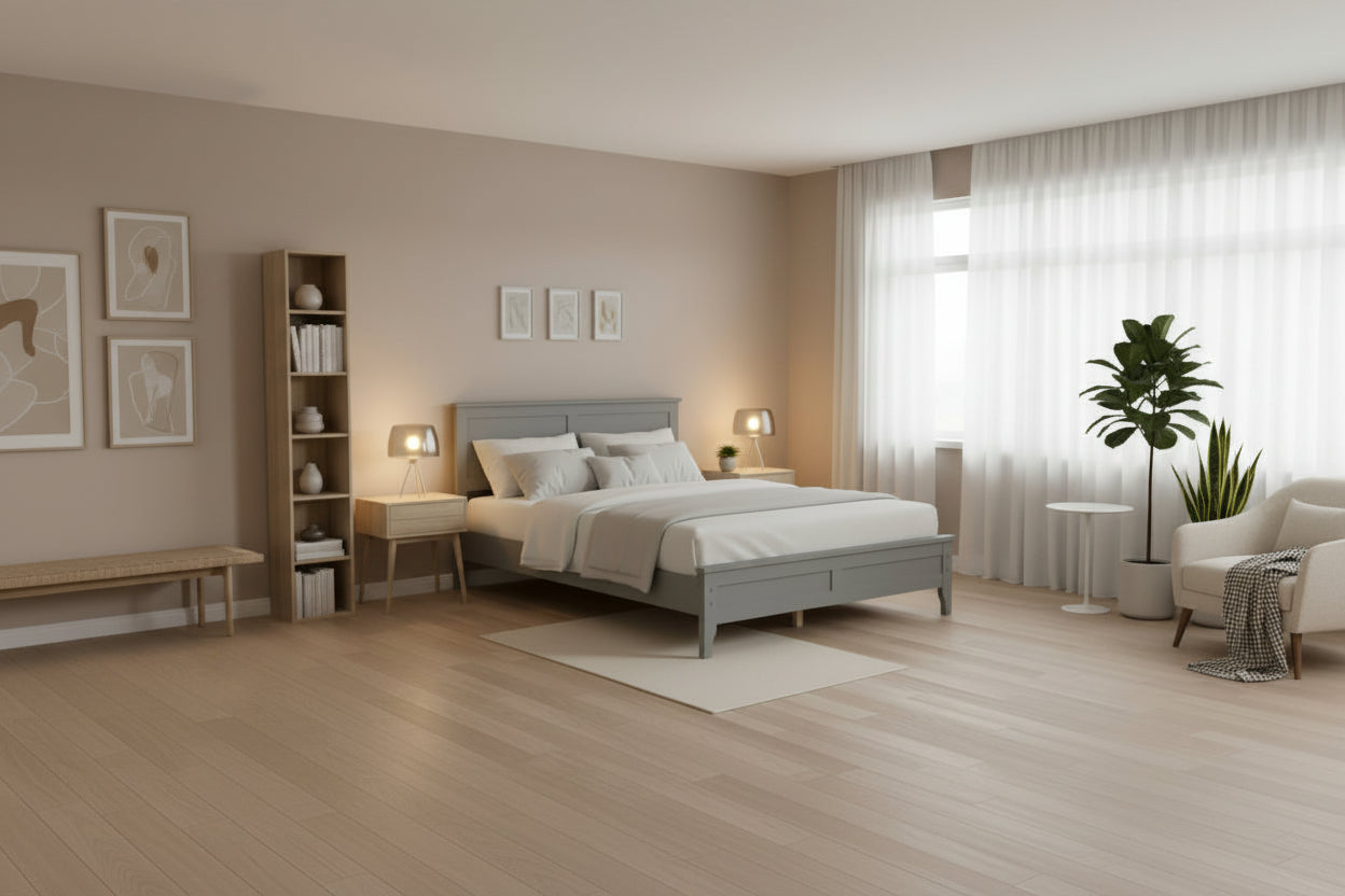 Lit plateforme complet moderne en bois pour chambre à coucher