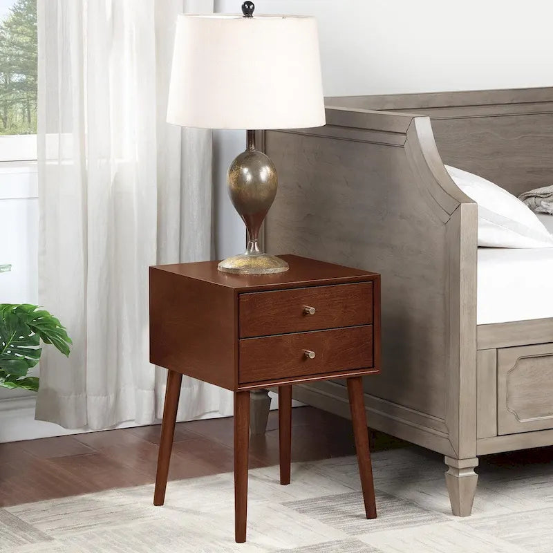 Table de chevet avec 2 tiroirs, petite table d'appoint avec rangement