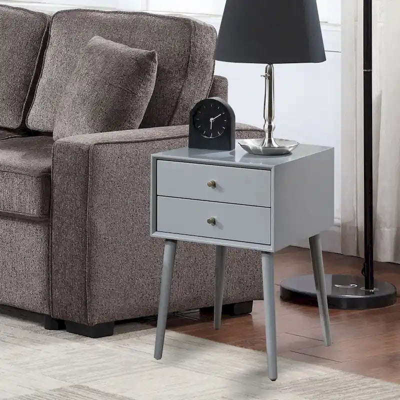 Table de chevet avec 2 tiroirs, petite table d'appoint avec rangement