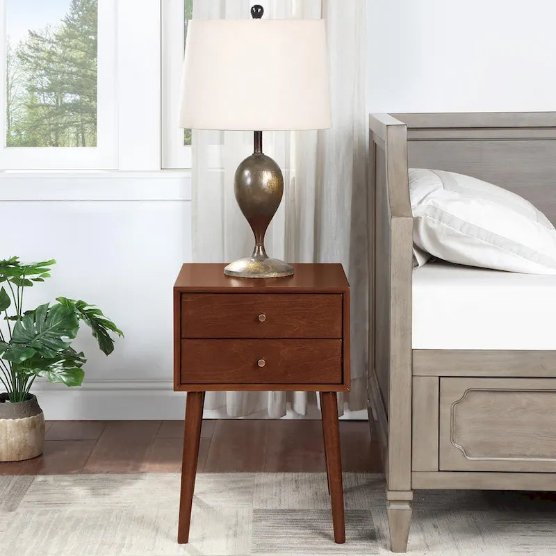 Table de chevet avec 2 tiroirs, petite table d'appoint avec rangement